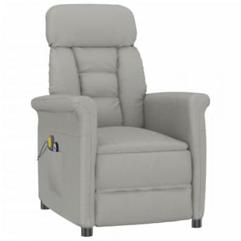 Sillón de masaje eléctrico reclinable ajustable en piel de ante sintético gris claro, ergonómico, con reposapiés, ideal para salón y oficina