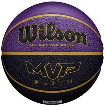Wilson WTB1461XB07 Balón de Baloncesto, Mvp Elite Bskt 295 Prbl, Tamaño 7, Cubierta de Goma, Todas las Superficies, Morado/Negro