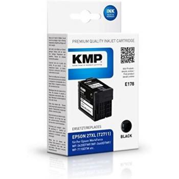 Cartucho de Tinta KMP E178 - 18 ml - Negro - Compatible con Epson 27XL (T2711) y modelos Workforce WF-3620DWF, WF-3640DTWF