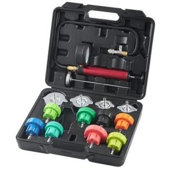 Universal Radiator Pressure Tester Kit - 14 pcs Coolant Test Set with Manual Pump & Color-coded Steel Cap Adapters for Cars and Trucks