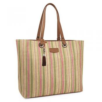 Bolso Shopper Mediano Lois Mujer - Poliéster, Versátil y Elegante, Ideal para Universidad y Uso Diario - Verde-Rosa 601381