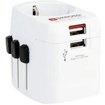 Skross Pro Light - Adaptador de Viaje con 3 Polos, Blanco