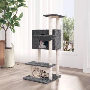 Rascador para gatos con postes de sisal gris oscuro 108.5 cm