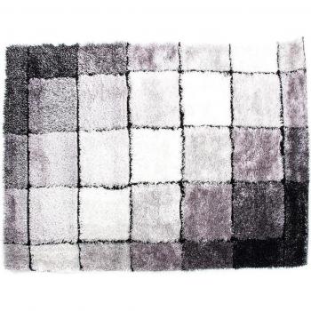 Alfombra Fíjalo Poliéster 160x230x2 cm Negro y Blanco Cuadros
