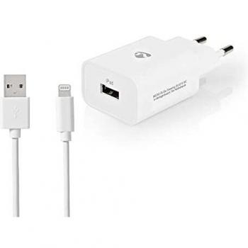 Cargador USB-A Nedis 12W con cable Lightning de 1m y salida de 2.4A