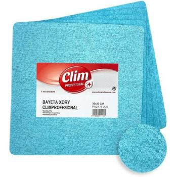 Bayeta XDRY microfibra Climprofesional multiusos azul. 35x35 cm Pack 5 uds