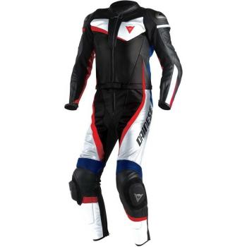 Dainese Traje de Piel para Motos 2 Piezas, Blanco/Negro/Azul, 60