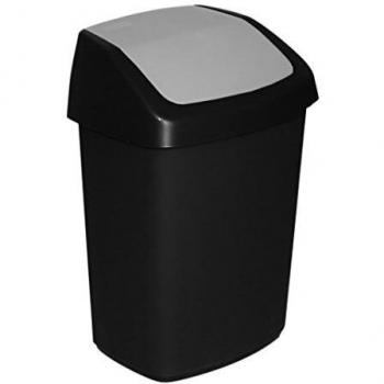 Papelera Curver Swing 25L Plástico Negro y Gris 51x34x28cm