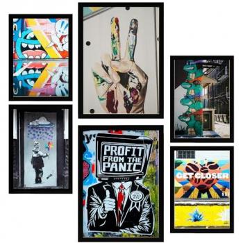Set de 6 Pósters Graffiti Coloridos sin Marco para Decoración de Paredes - Arte Callejero A3 y A4