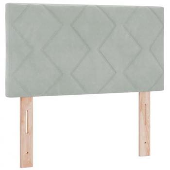 Cabecero LED con luces de tira gris claro 80 cm terciopelo