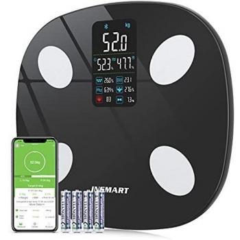 Báscula Grasa Corporal Báscula de Baño,Actualizado Básculas INSMART, Básculas inteligentes digitales Bluetooth con función de frecuencia cardíaca, equilibrio corporal para fitness