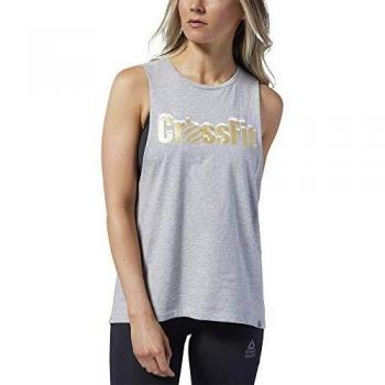 Reebok CF Holiday Graphic Tank Camiseta Sin Mangas, Mujer, Medium Grey Heather, S
