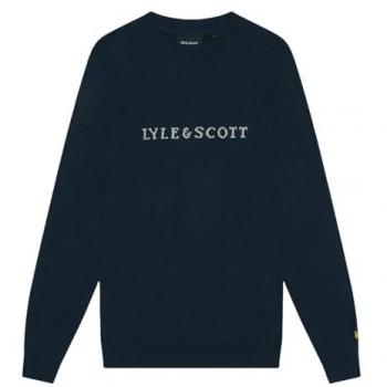Lyle & Scott Men's Script Jacquard Sweater - Navy, Large