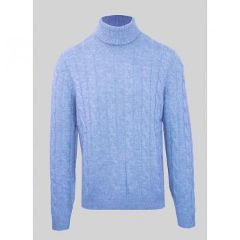 Malo Men's Blue Cashmere Wool Long Sleeve Turtleneck Sweater - Sizes S to 3XL