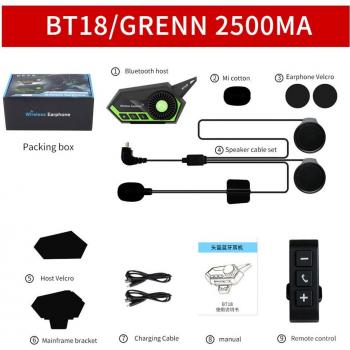 Auriculares inalámbricos BT-18 con Bluetooth 5.0, estéreo Hifi y manos libres para casco de motocicleta