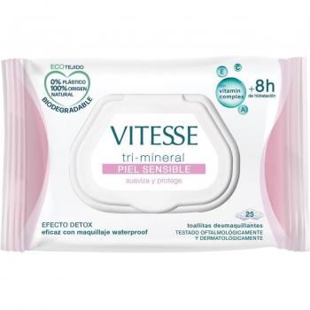 Vitesse Toallitas Desmaquillantes para Pieles Sensibles con Tri-Mineral, Biodegradables, 30 Unidades