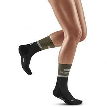 CEP Women's Mid Cut Compression Running Socks - Olive/Black, Size II