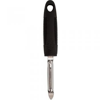 Pelador de Patatas QUID HABITAT Acero Inoxidable 19x2x2cm Negro Mate Mango Baquelita Soft Touch
