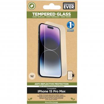 Muvit for Change Protector Pantalla RecycleTek Anti-reflejo Vidrio Templado Plano para Apple iPhone 15 Pro Max