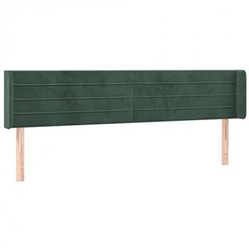 Cabecero de terciopelo verde oscuro 183x16x78/88 cm Tapizado Mueble Estructura Adorno Decoración Casa Hogar Habitación