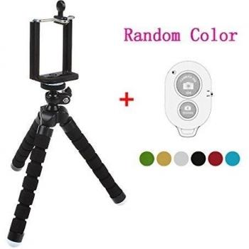 xhorizon(TM)XH8 Mini flexibles pulpo soporte del trípode con el titular de montaje para Smartphone,Cámara,Cámara web con el obturador a distancia inalámbrico Bluetooth para el iPhone Samsung y otros IOS / Android Phone-Color aleatorio