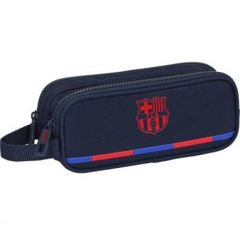 Estuche Portatodo Doble F.C. Barcelona Corporativa con Asa Lateral y Bolsillo con Cremalleras - Adaptabilidad a Carro Portamochilas - Licencia Oficial Safta