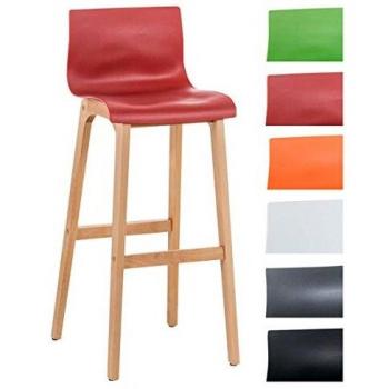 Taburete Hover Alto con Asiento de Polipropileno Rojo y Respaldo, Altura 77CM