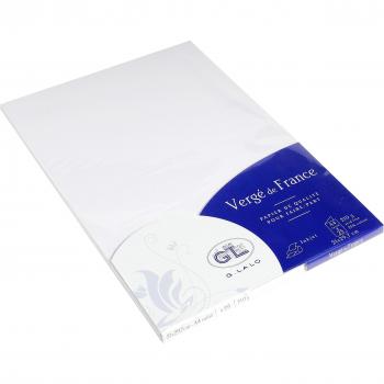 Lalo 43300L - Un paquet de 25 cartes pliées 21x29,7 cm 210g, Vergé de France, Blanc