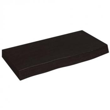 Encimera de baño madera maciza tratada gris oscuro 60x30x6 cm