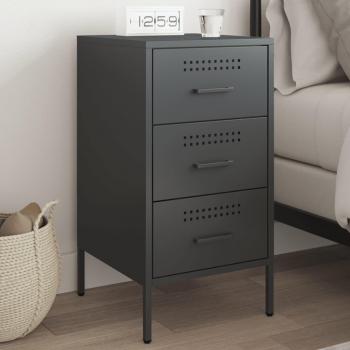 Mesita de noche acero laminado en frío 36x39x68 cm Negro, Rosa, Antracita - Mesita habitación dormitorio para Salón, Estudio, Mesa Auxiliar