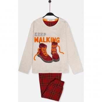 Pijama de niña manga larga y pantalón largo con puños