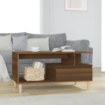 Mesa de centro madera contrachapada 90x49x45 cm en color Blanco y Negro, con acabado brillante, ideal para salón o comedor, también conocida como Mesita de Café o Meuble Salón