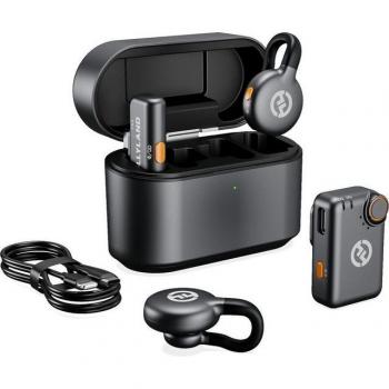 Micrófono Inalámbrico Lavalier Hollyland LARK M2S Combo - USB-C y Lightning, 300 m de Alcance, Clip de Titanio, Cancelación de Ruido ENC, 30 horas de Autonomía