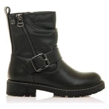 Botines de niña estilo motero con hebillas de adorno Mustang MTNG 49004 NEGRO, botín militar biker con hebilla, cierre con cremallera, diseño casual