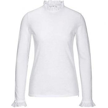 Camiseta de Manga Larga RICHROYAL con Rüschenkante, Blanca, Talla XL, 100% Algodón Orgánico
