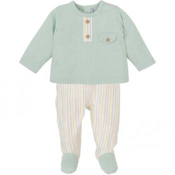 Conjunto de bebé niño: camiseta lisa y polaina rayas
