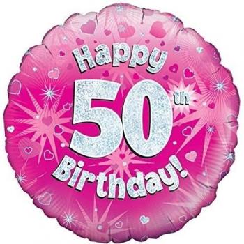 Edad 50 rosa ronda Globo Foil