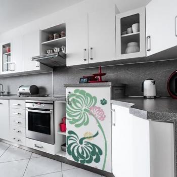 Pegatina Decorativa para Refrigerador y Lavavajillas, Flor Pequeña Belleza Natural, 75 cm x 49 cm