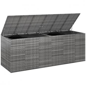 Caja para cojines de jardín de resina trenzada 291 x 100,5 x 104 cm color gris