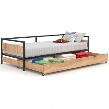 Cama infantil Detroit 90 x 190 cm con cajón extraíble y almacenamiento estilo industrial