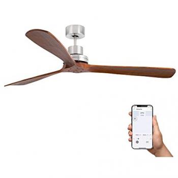 Ventilador de techo sin luz Smart Fan DC Lantau Ø1680mm níquel mate y nogal oscuro, 6 velocidades, motor DC