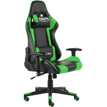 vidaXL Silla de Juegos Giratoria de PVC Verde