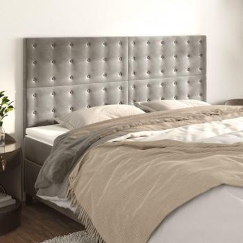 Cabeceros de terciopelo gris claro 100x5x78/88 cm - Pack de 4 unidades