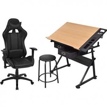 vidaXL Mesa de Dibujo Inclinable con Silla de Oficina Proyección Arquitectura