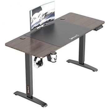 Escritorio con Tablero Eléctrico de Altura Ajustable Salinas Rectangular Efecto Nogal Negro, 73-118 cm de altura, 140 cm de ancho, 60 cm de profundidad, fabricado en ag