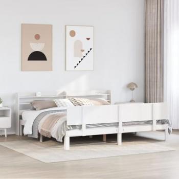 Estructura de cama blanca con cabecero sin colchón 180x200 cm