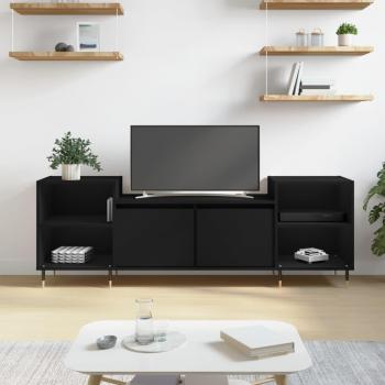 Mueble TV negro 160x35x55 cm madera multicapa contrachapada