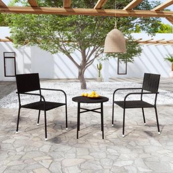 Juego de comedor para jardín 3 piezas Polyrattan negro
