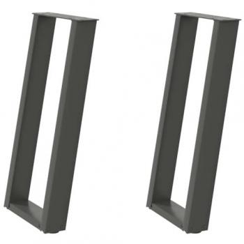 Patas de mesa consola en forma de U 2 uds antracita 28x(72-73) cm acero