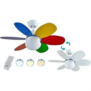 Ventilador de Techo Bastilipo Caleta RC con Mando a Distancia - 60W, 75cm de Diámetro y Luz LED Incorporada